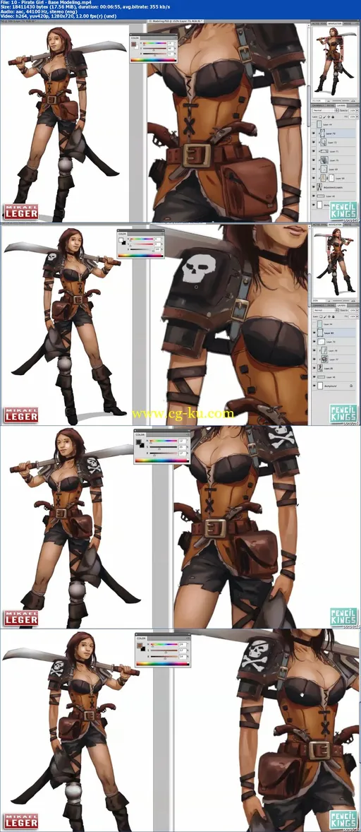 PencilKings – How to Draw a Pirate Girl Concept Art Character的图片2