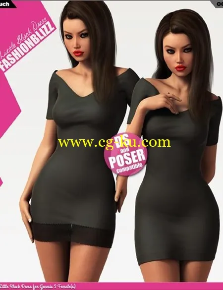 Fashion Blizz – Little Black Dress for Genesis 2 Female(s)的图片1