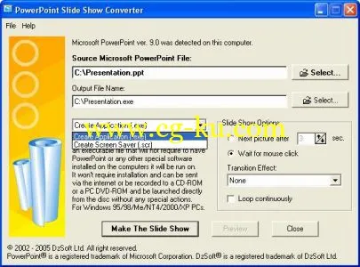 DzSoft PowerPoint Slide Show Converter 3.2.4.2的图片1