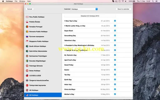 Holidays 2015-2016 v2.60 MacOSX的图片1