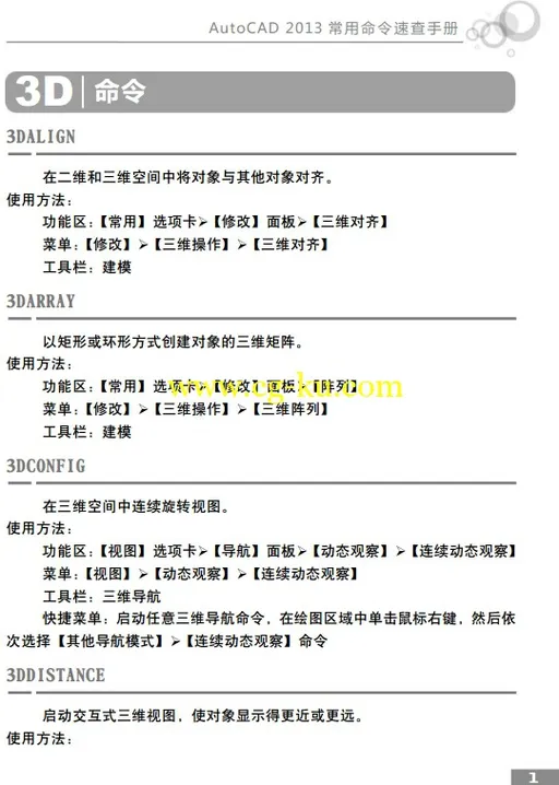 AutoCAD 2013常用命令速查手册的图片1