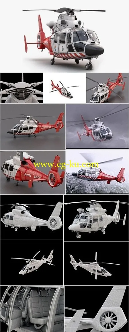 Turbosquid 3D Model Eurocopter AS 365 Air Ambulace的图片1