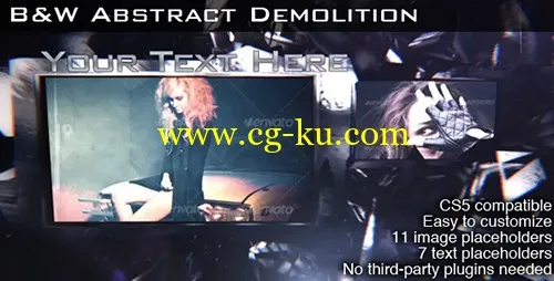 光晕故障效果 B&W Abstract Demolition – VideoHive After Effects Project的图片1