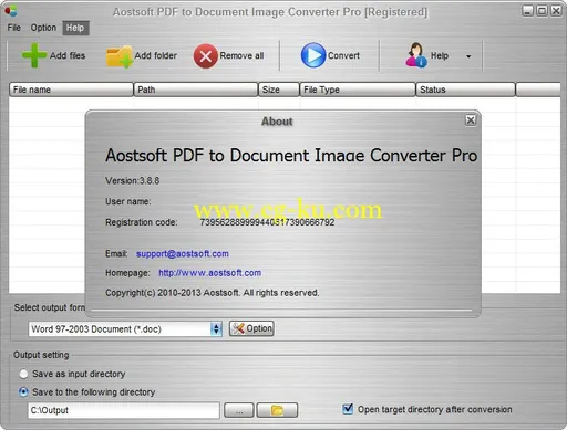 Aostsoft PDF to Document Image Converter Pro 3.9.3的图片2