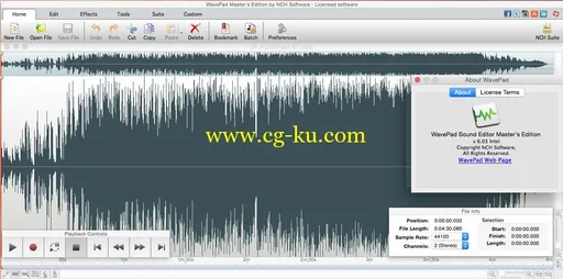 NCH WavePad Sound Editor Master’s Edition 6.03 MacOSX的图片1