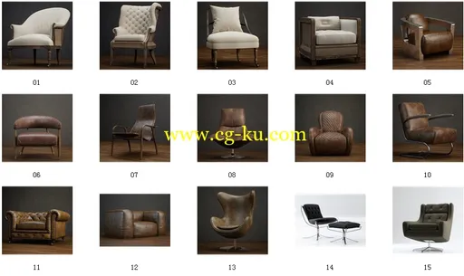 沙发/椅子模型 Boutique Sofa Chair Series Vol.01的图片5