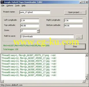 Allallsoft Google Hybrid Maps Downloader 8.05 谷歌混合地图下载工具的图片1