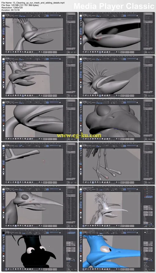 Zbrush卡通鸟教程 Dixxl Tuxxs – Creating a Stylized Cartoon Bird in ZBrush的图片1