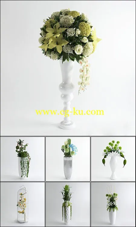 3D Models Floor Vases Flower Collection的图片1