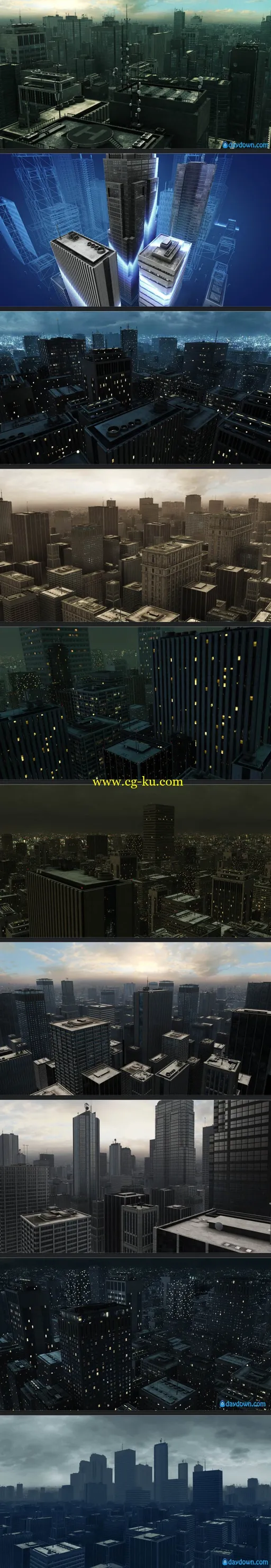 大都市白天与黑夜3D模型 Video Copilot – 3D Models: Metropolitan Pack – 3D City & SkyCraper Pack的图片3