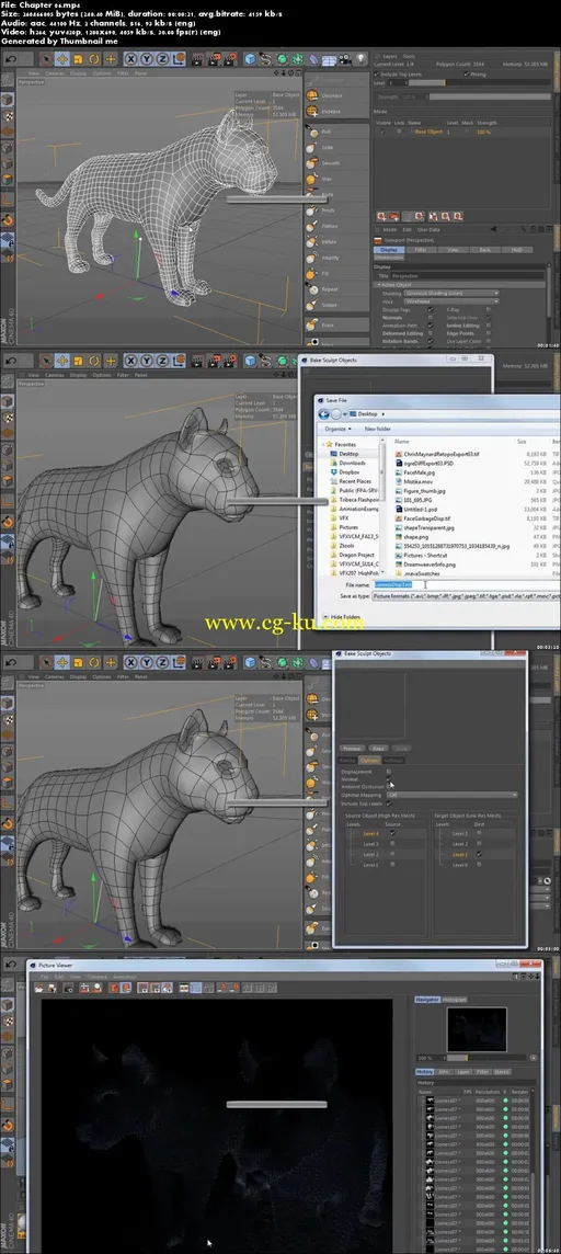 Cinema 4D Quadruped Model UV Texturing Rigging的图片1