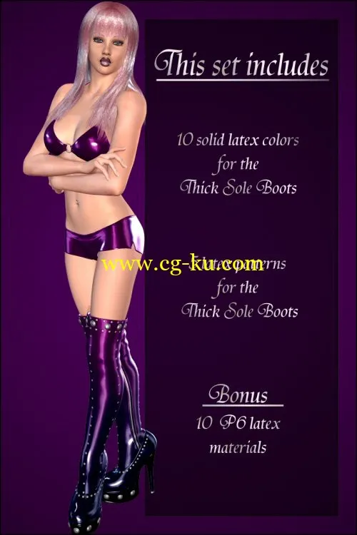 Renderosity Daz/Poser – Latex Dreams for Thick Sole Boots的图片1