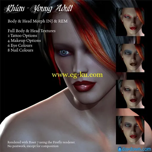 Renderosity Daz/poser – Rhian – Young Adult for V4.1的图片1