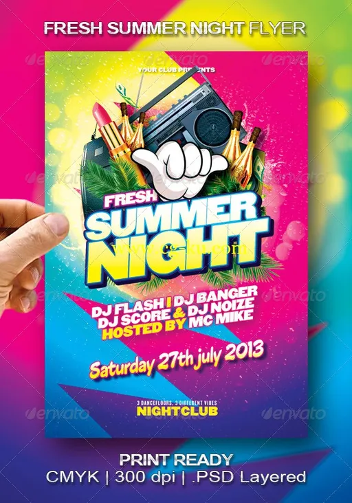 GraphicRiver Fresh Summer Night Flyer 新鲜夏夜传单模板的图片1