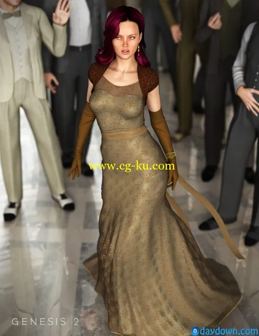 Daz3D Evening Gown for Genesis 2 Female(s)的图片1