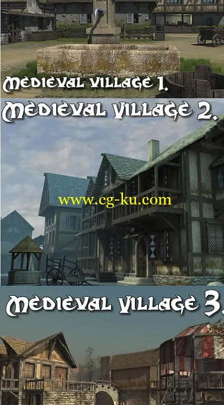 DEXSOFT: Medieval Village 1 2 3 Model Pack 中世纪时代村子模型的图片1