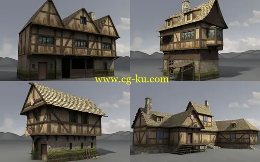 DEXSOFT: Medieval Village 1 2 3 Model Pack 中世纪时代村子模型的图片2