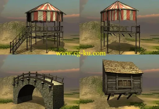 DEXSOFT: Medieval Village 1 2 3 Model Pack 中世纪时代村子模型的图片3