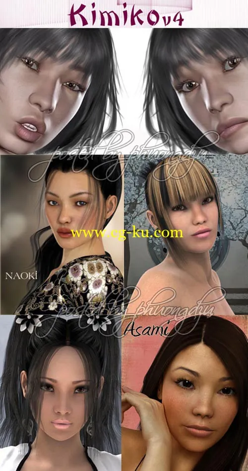 Renderosity Daz/Poser Asian Characters Pack 3 亚洲模型合集3的图片1