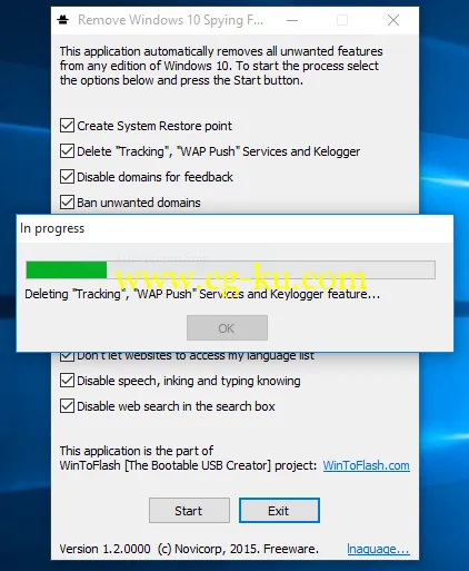 Remove Windows 10 Spying Features 1.2.0000 Portable的图片1