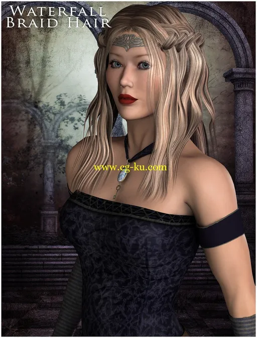 Renderosity Waterfall Braid Hair V4 & Dawn的图片1