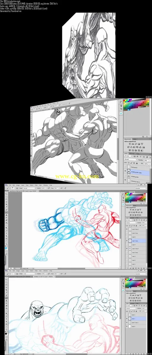 Drawing a Superhero fight scene from start to finish的图片2