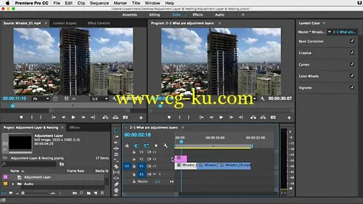 Lynda – Premiere Pro Guru: Adjustment Layers and Nesting的图片1