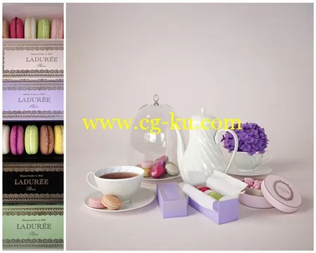 Macaroon with tea的图片1