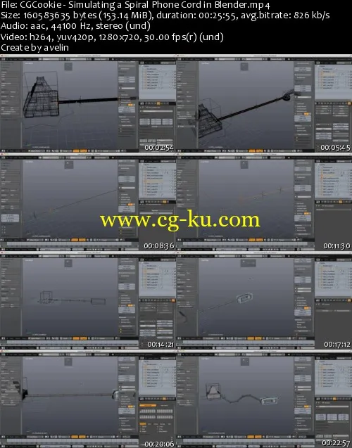 CGCookie Simulating a Spiral Phone Cord in Blender (Blender螺旋电话线模拟制作教程)的图片1