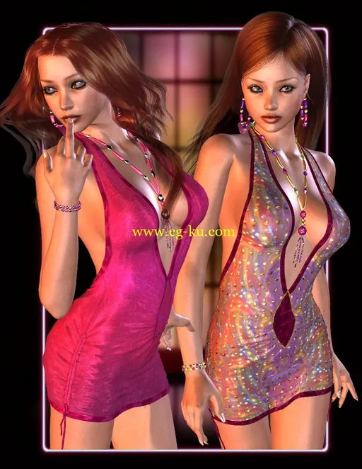 Renderosity Squeezed Coctail Dress & Jewelry Set – V4,A4,G4的图片1