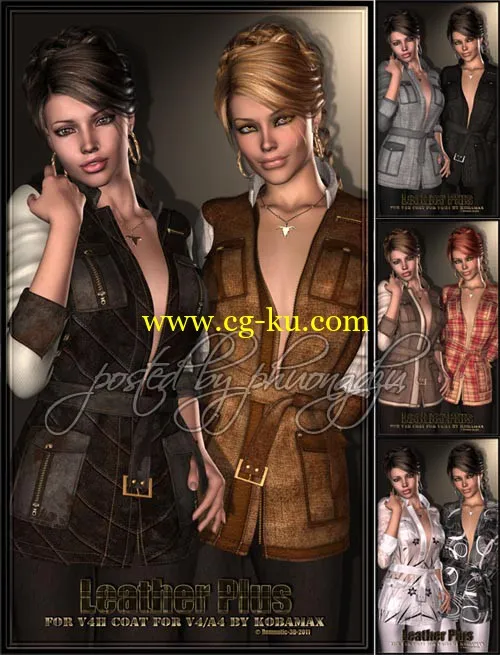 Renderosity Leather Plus- for V4H coat for V4/A4的图片1