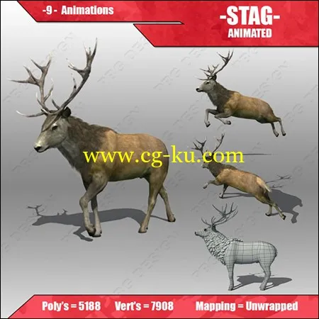 Stag Animated 3D model的图片1