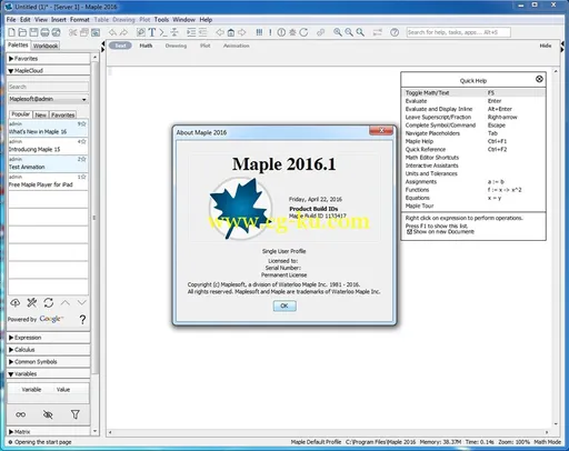 Maplesoft Maple 2016.1a (32bit)的图片2