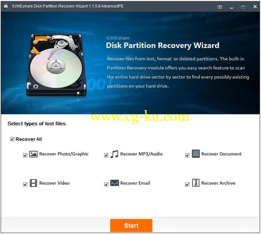 IUWEshare Disk Partition Recovery Wizard 1.9.9.9 Unlimited / AdvancedPE的图片1