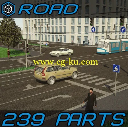 Turbosquid – 3D Road Elements Pack的图片1