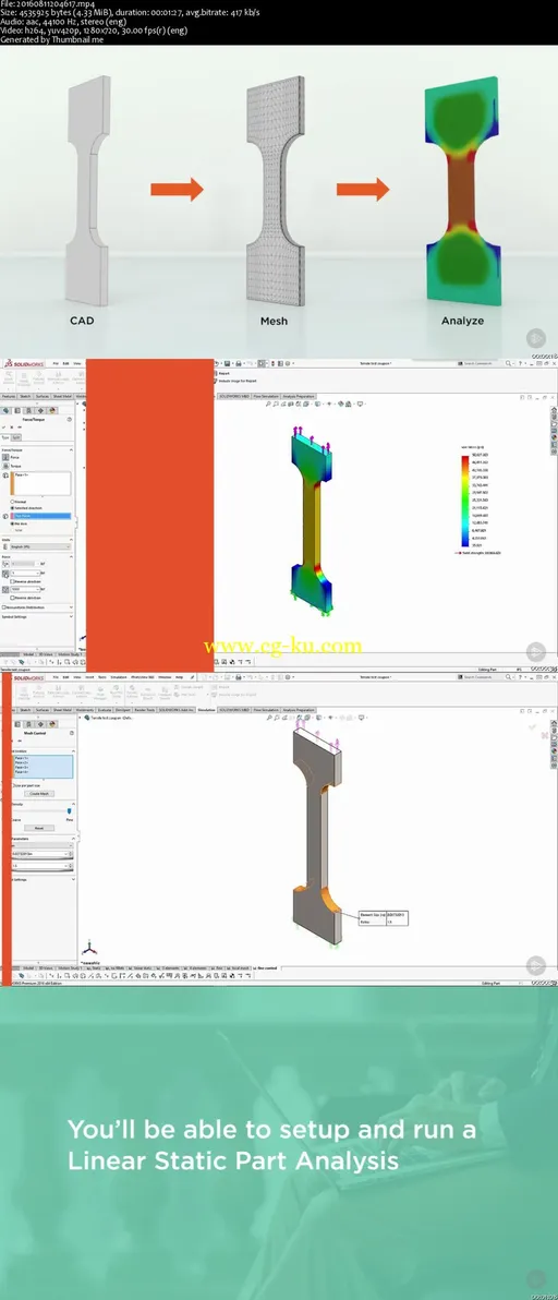 SOLIDWORKS Simulation – Linear Static Part Analysis (2016)的图片2