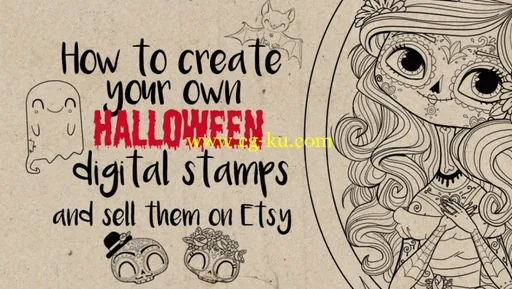 How to make your own Halloween digital stamps and sell them on Etsy的图片1