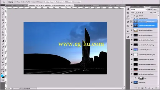 Rendering an Architectural Night Scene in V-Ray and Photoshop的图片3