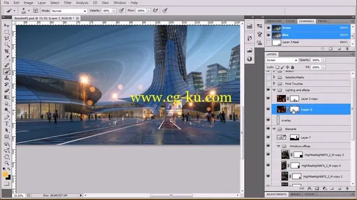 Rendering an Architectural Night Scene in V-Ray and Photoshop的图片4