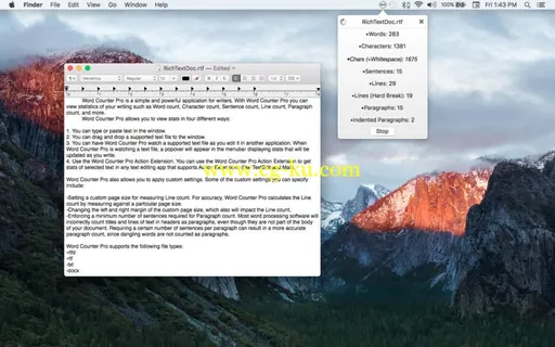 Word Counter Pro 1.7 MacOSX的图片1