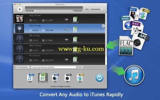 AudioTunes – FLAC, APE, WMA Converter 1.5.0 MacOSX的图片1