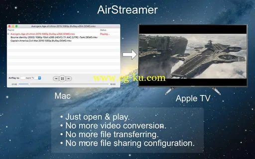 AirStreamer – for Apple TV 1.2 Mac OS X的图片1