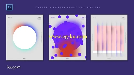 Baugasm™ Series #6 – Design 3 Different Posters With Abstract Gradient Shapes in Photoshop的图片1