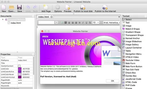 Ambiera WebsitePainter 3.3 Multilingual MacOSX的图片1