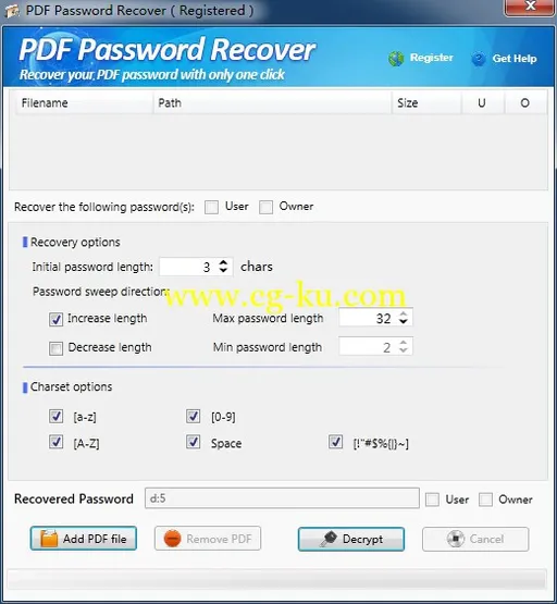 Wonderfulshare PDF Password Recover 2.0.1的图片1