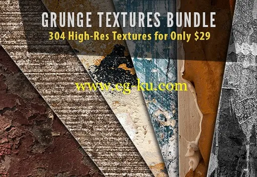 Grunge Textures Bundle: 304 High-Res Textures 污渍纹理包的图片1