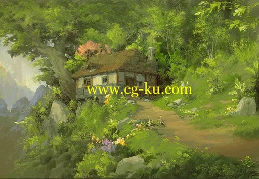 Gumroad – Paperblue – A Hut in the Woods – Digital Painting Process Part 1 of 3的图片1
