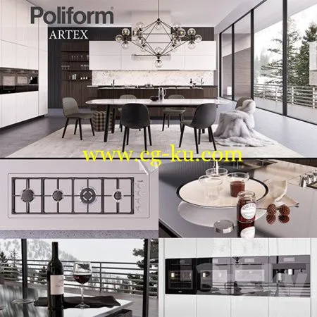 Kitchen Poliform Varenna Artex 3 (vray GGX, corona PBR)的图片1