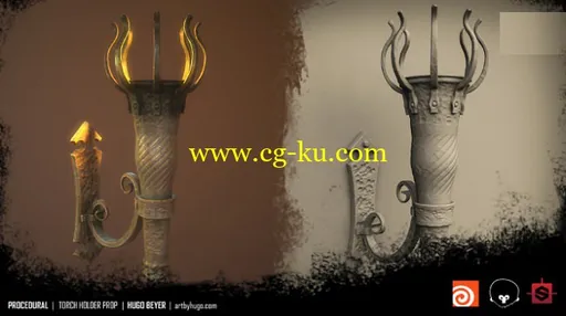 Torch Holder Prop – Houdini procedural Model Texture的图片1