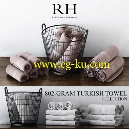 RH 802-GRAM TURKISH TOWEL COLLECTION WITH A BASKET的图片1